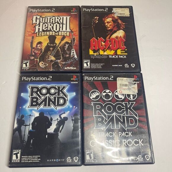 Rock Band Guitar Hero PlayStation 2 Bundle Lot PS2 RB1 AC/DC Classic Rock Track - Picture 1 of 6